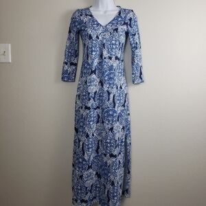 Lilly Pulitzer Anissa Turtle Print 100% Pima Cotton Maxi Dress Size XXS